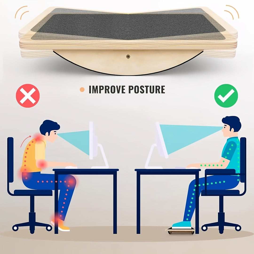 Wooden Balance Board for Adults – Anti-Slip Wobble Rocker Board 350 LBS, Balance Plate & Circular Board Options, Core Strength Physical Therapy Standing Desk Rehab Training for Beginners Seniors Athletes