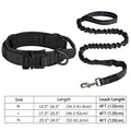 Tactical Dog Collar & Leash Set – Heavy-Duty Adjustable Polyester with Metal Buckle & D-Ring for All Dog Sizes, Military-Style Training Collar and Leash in Black & Khaki, Sizes M & L