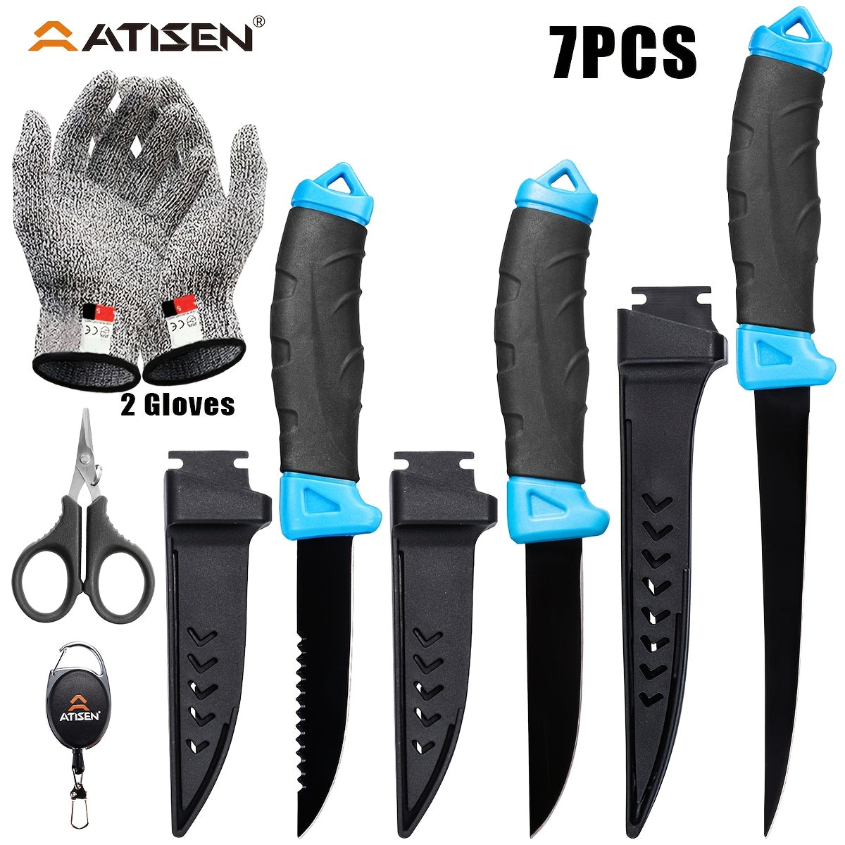Fishing Knife Set 7/23/104/107-Piece – Stainless Steel Fillet Boning Gutting Knives with Line Cutter Camping Cutting Carving Tool Kit for Freshwater Saltwater Fishing Fisherman Gift for Men