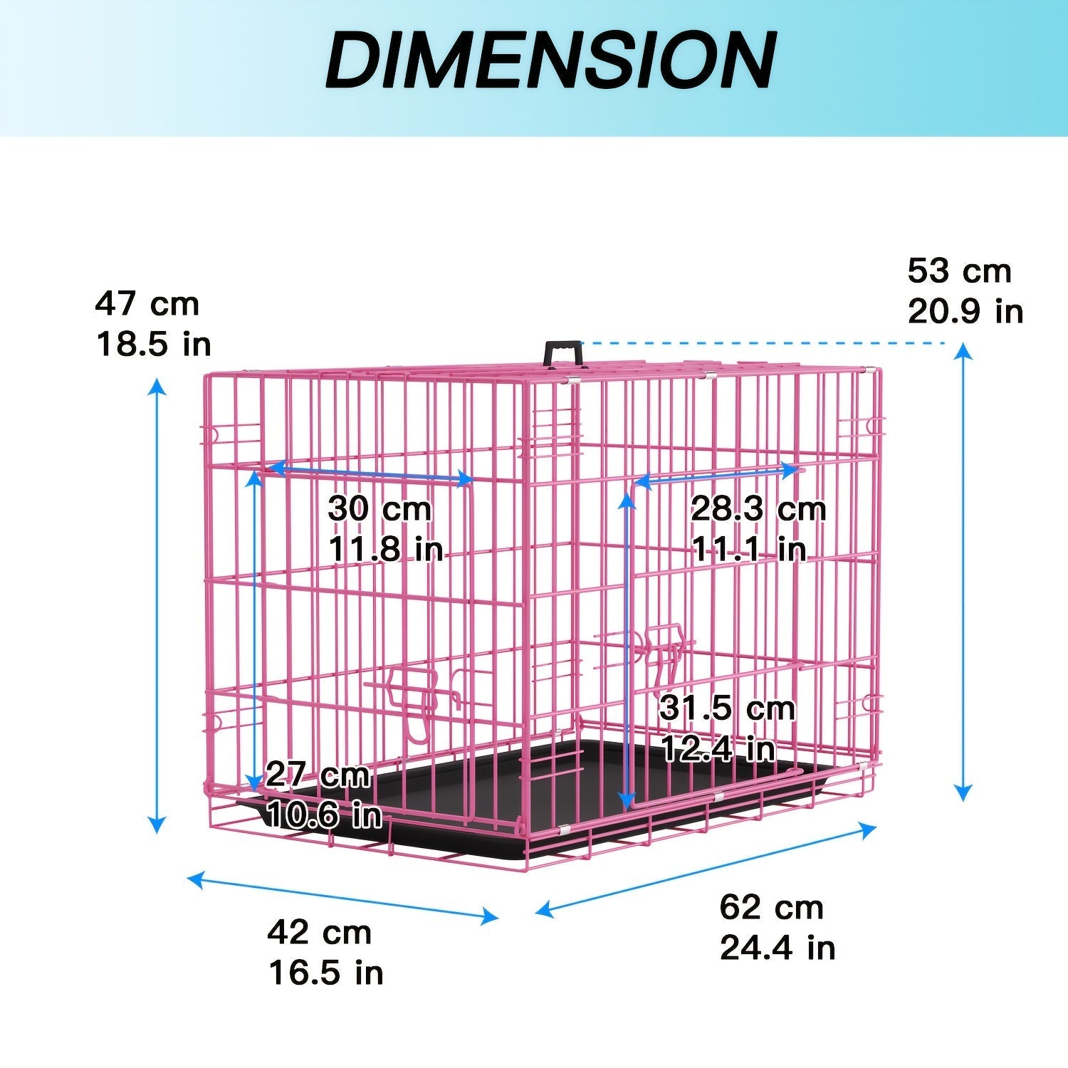 Foldable Metal Wire Dog Crate for Small Dogs & Rabbits – Adjustable Divider Panel, Leak-Proof Plastic Pan, Indoor Outdoor Pet Kennel for Chihuahuas Toy Breeds Small Animals, Multiple Sizes