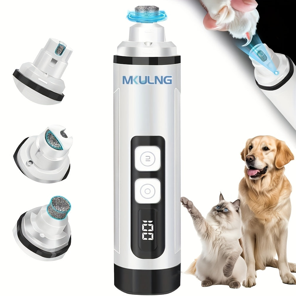 Quiet Dog Nail Grinder with LED Light – Upgraded 3-Speed Rechargeable Electric Pet Nail Trimmer & Grinder Kit, Painless Paw Grooming for Small Medium Large Dogs & Cats
