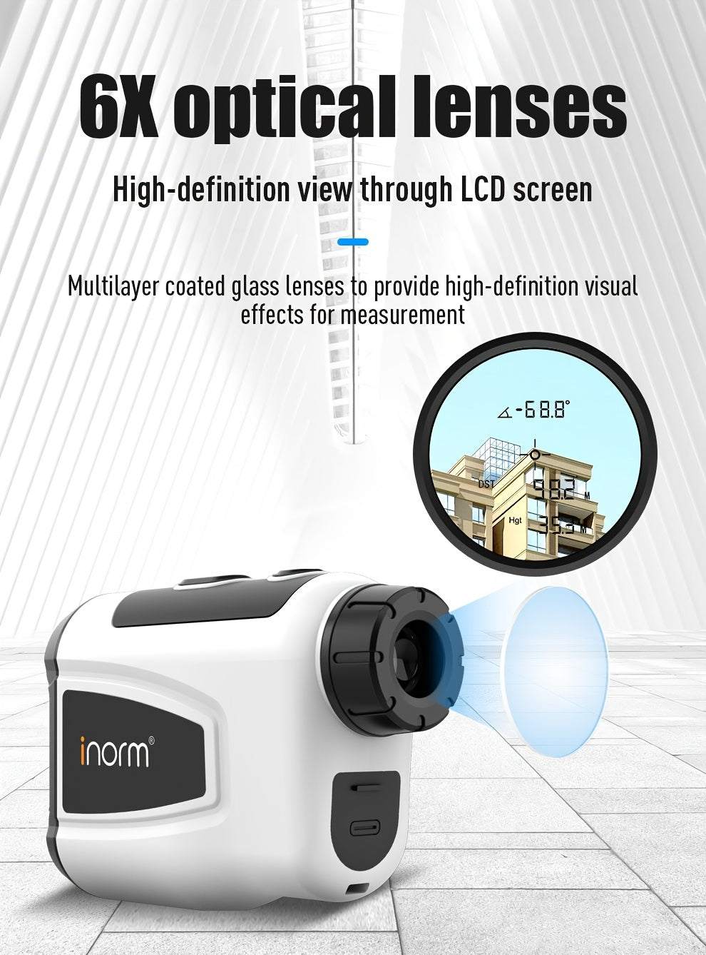 1200 Yard Laser Golf Rangefinder 6X Magnification Slope Switch Pulse Vibration Target Lock Trajectory Compensation Type-C Rechargeable for Golf and Hunting