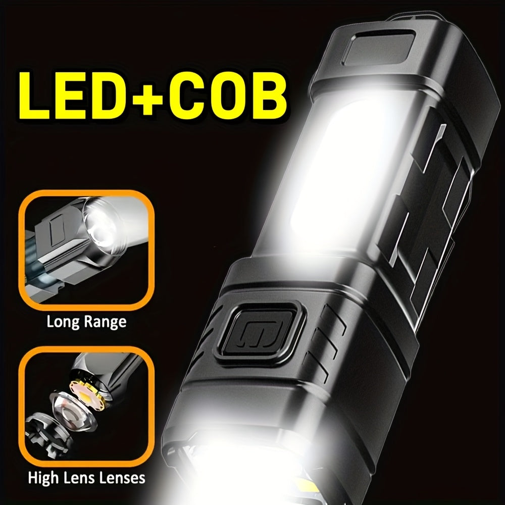 Rechargeable LED Flashlight 3 or 6 Pack 2000 Lumens COB USB-C – Compact Mini Handheld Flashlight with 4 Modes, 300M Beam, Back Clip & Built-In Battery for Camping Hiking Hunting Emergency EDC