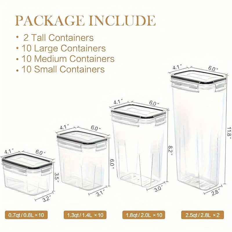 Airtight Food Storage Containers 64-Pack with Labels & Marker, BPA-Free Plastic Canisters with Lids for Kitchen Pantry Organization, Flour Sugar Cereal Dry Food Storage Set – 32 Boxes + 32 Lids