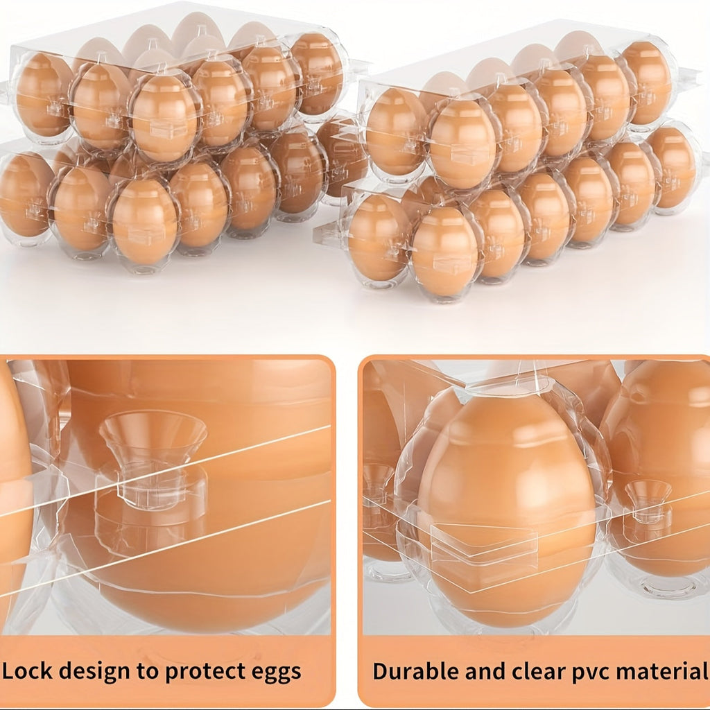 60-Pack Clear Plastic Egg Cartons 12-Cavity with Label Stickers – Bulk PET Egg Boxes for Home Kitchen, Ranch, Chicken Farm, Farmers Market & Refrigerator Storage, Holds Standard Dozen Eggs