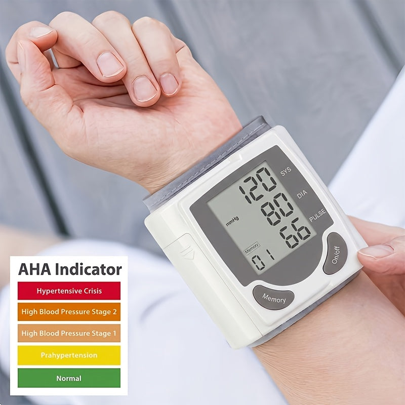 Wrist Blood Pressure Monitor Automatic Digital BP Cuff with Large LCD Display – Pulse Rate & Irregular Heartbeat Detection, Portable Home Use for Seniors & Adults, One-Button Operation