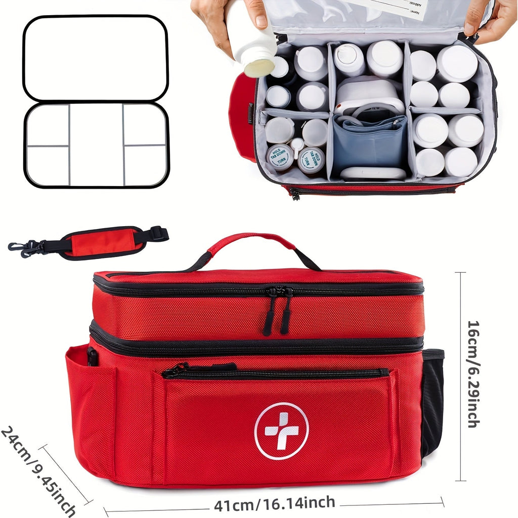 Medicine Storage Bag First Aid Kit Organizer – Household Medicine Organizing Box with Rack Basket for Home, Travel & Car Emergency Preparedness, Perfect Holiday Gift