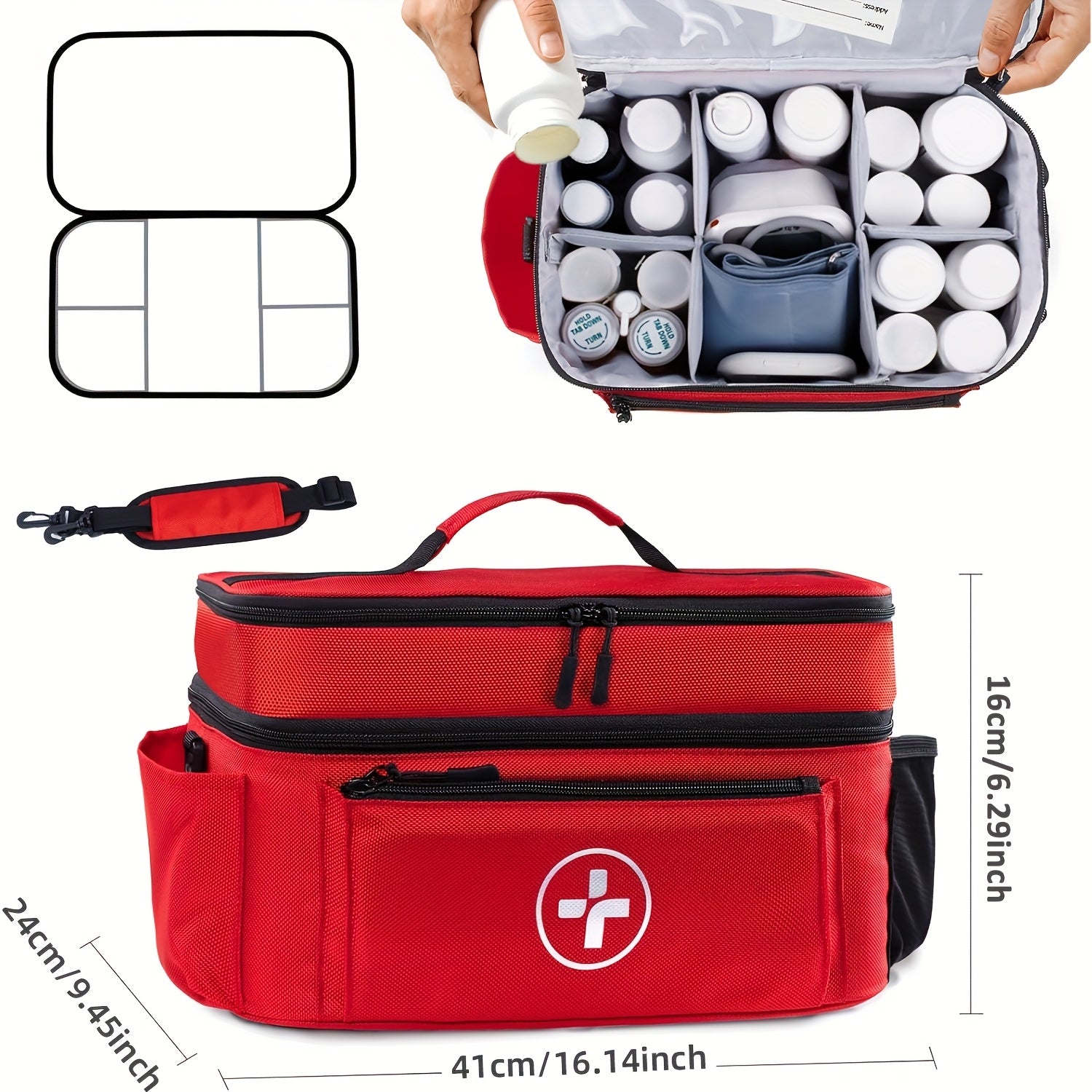 Medicine Storage Bag First Aid Kit Organizer – Household Medicine Organizing Box with Rack Basket for Home, Travel & Car Emergency Preparedness, Perfect Holiday Gift
