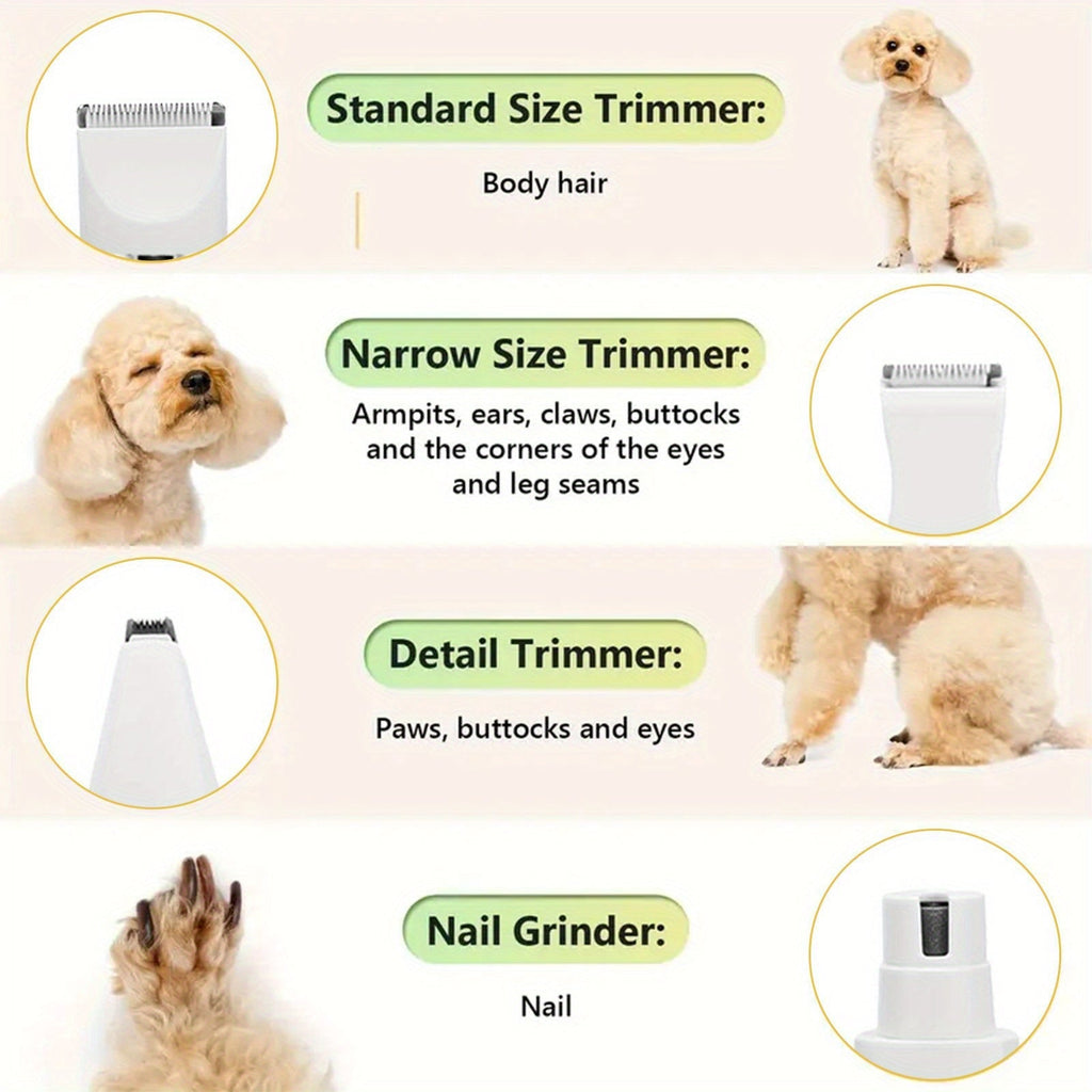 6-in-1 Rechargeable Pet Grooming Kit for Dogs Cats Cordless Hair Clipper Steel Scissors Comb Shaver Set for Thick Heavy Coats USB Charging 50-Min Runtime Blue White