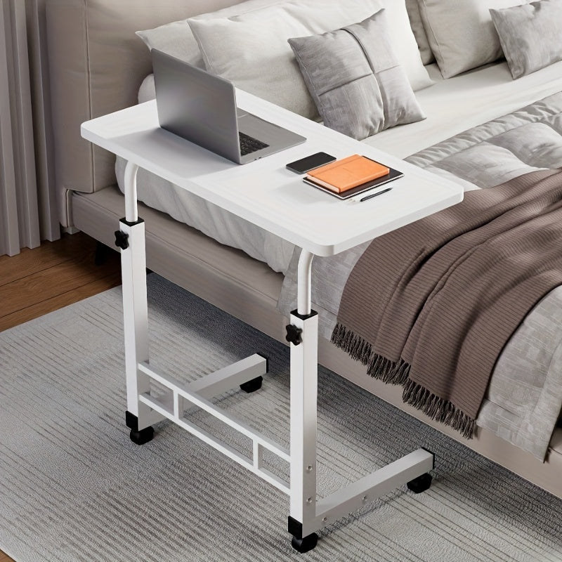 Height Adjustable Rolling Laptop Desk with Wheels & 2-Tier Storage – Sit-to-Stand Mobile Overbed Table, Computer Stand for Bed Couch Home Office Workstation, 6 Colors