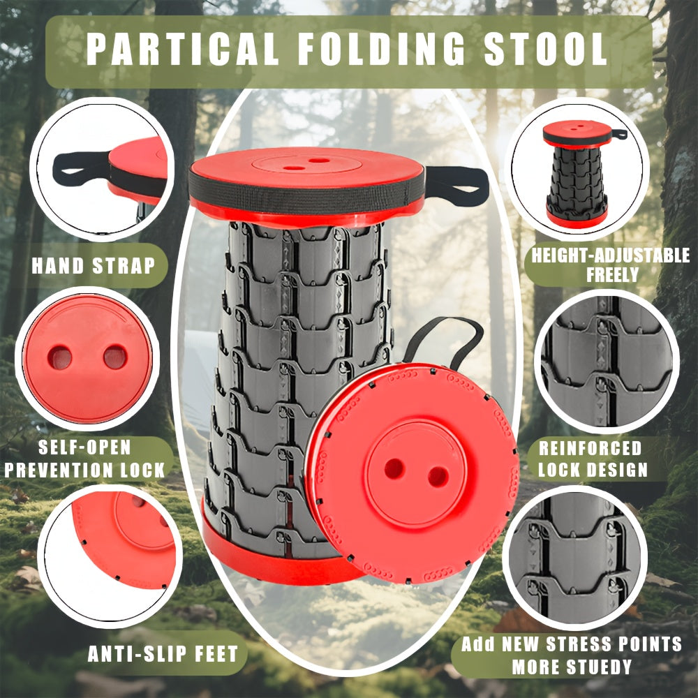 Portable Foldable Stool – Upgraded Thickened Collapsible Camping Seat for Fishing, Hiking, BBQ, Parties & Outdoor Activities – Lightweight Retractable Stool, Multiple Colors