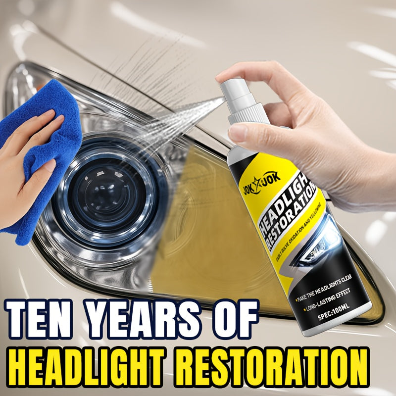 Headlight Restoration Kit with Advanced Ceramic Coating – Removes Yellow Haze Fog & UV Damage, Restores Clarity & Shine for All Vehicle Headlights, Long-Term Weather Protection