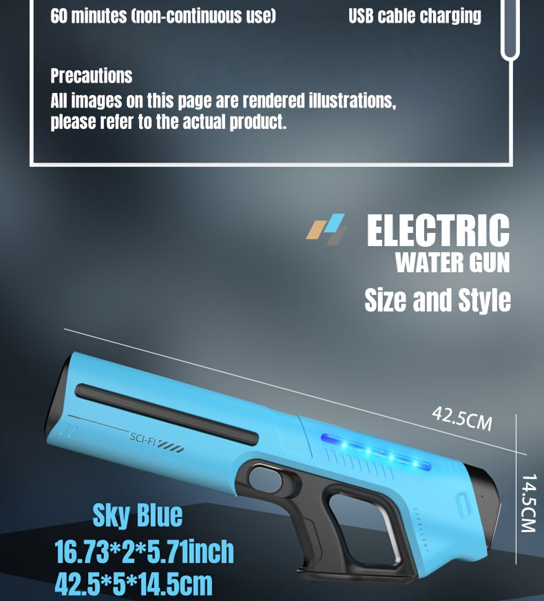 Electric Water Gun with LED Pulse Light & Auto-Fill – 40ft Long Range Rapid-Fire Squirt Gun, USB Rechargeable 240-Shot Tank, Water Blaster for Kids & Adults Pool Beach Backyard
