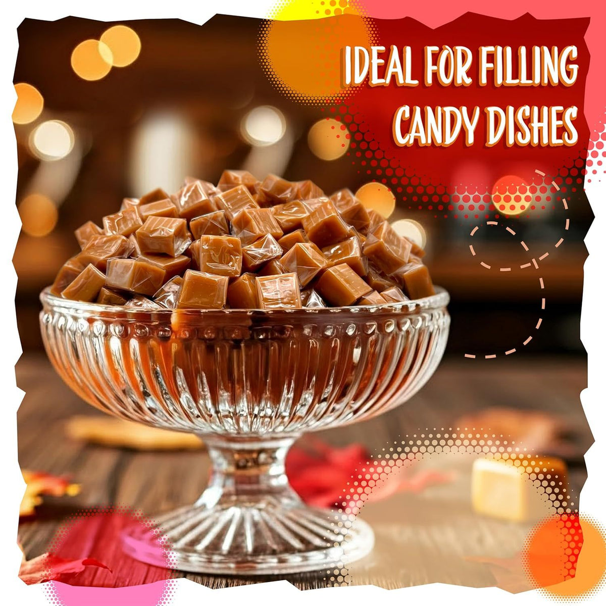 Vanilla Caramel Cubes Candy 3 Pound Bulk Pack 225 Count - Individually Wrapped Soft Buttery Chewy Caramel Squares for Snacking Baking Gifting Candy Bowls Events