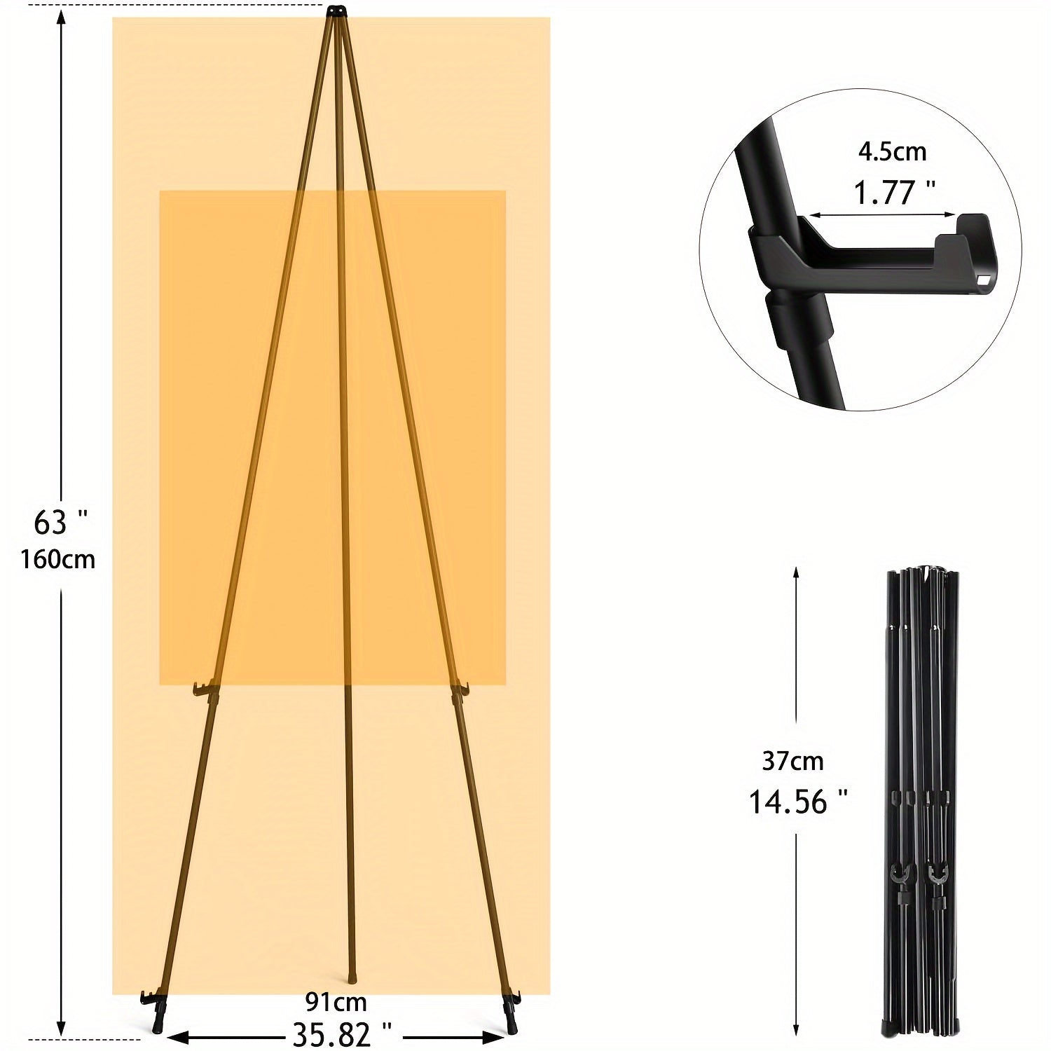 63 Inch Portable Tripod Easel Stand Foldable with Carrying Bag – Adjustable Metal Floor Easel for Wedding Signs Art Posters Painting Trade Shows Events – Black White Gold Silver Pink Single 2-Pack 3-Pack