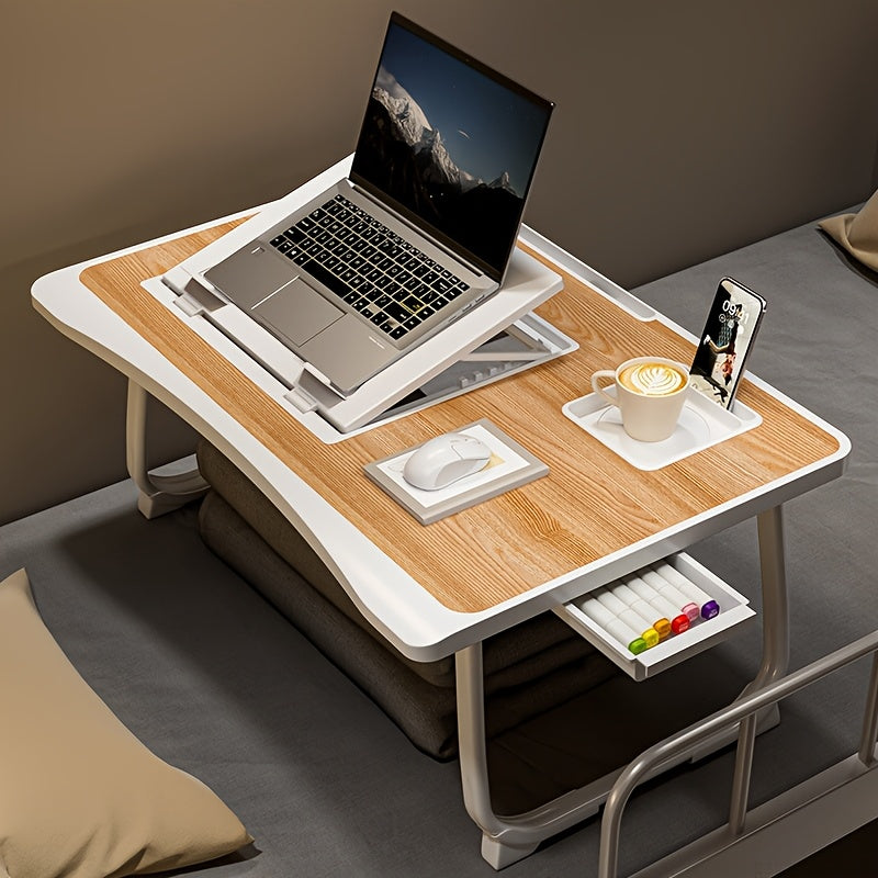 Foldable Laptop Desk for Bed & Couch with Cup Holder Phone Holder Drawer USB Port Home Office Breakfast Tray Lap Desk for Working Watching Movies – 6 Styles