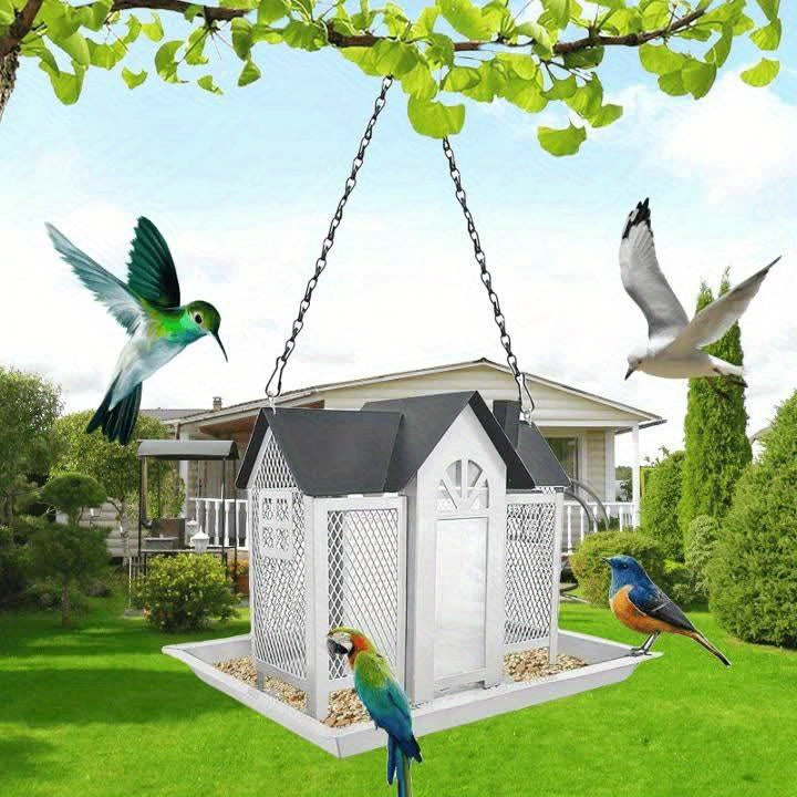 Squirrel Proof Wild Bird Feeder Outdoor – 3-Chamber Metal Mesh Large Capacity Weatherproof Hanging Bird Feeder for Cardinals, Finches & Backyard Birds, Multiple Colors