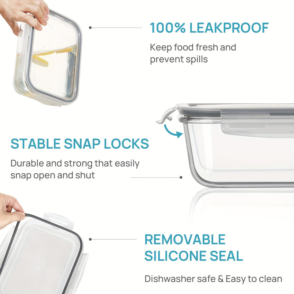 Large Glass Food Storage Containers with Lids 2-Pack 63oz, Borosilicate Glass Meal Prep Containers Airtight Snap Lid, Oven Microwave Freezer & Dishwasher Safe, Leakproof Glass Baking Dish for Family Meals