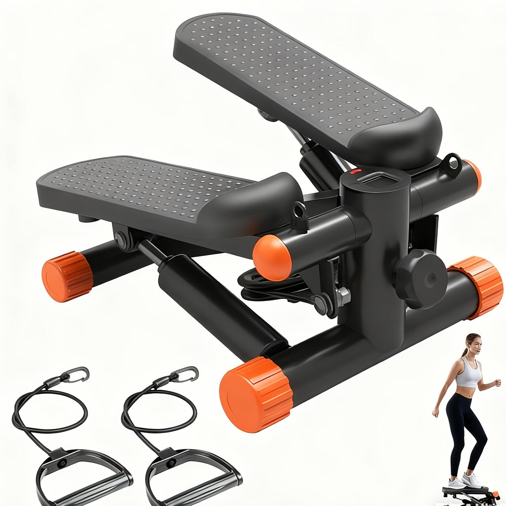 Mini Twist Stepper Machine with Resistance Bands - Portable Stair Stepper for Home Workout 300LBS Capacity Full Body Cardio Trainer for Legs Arms