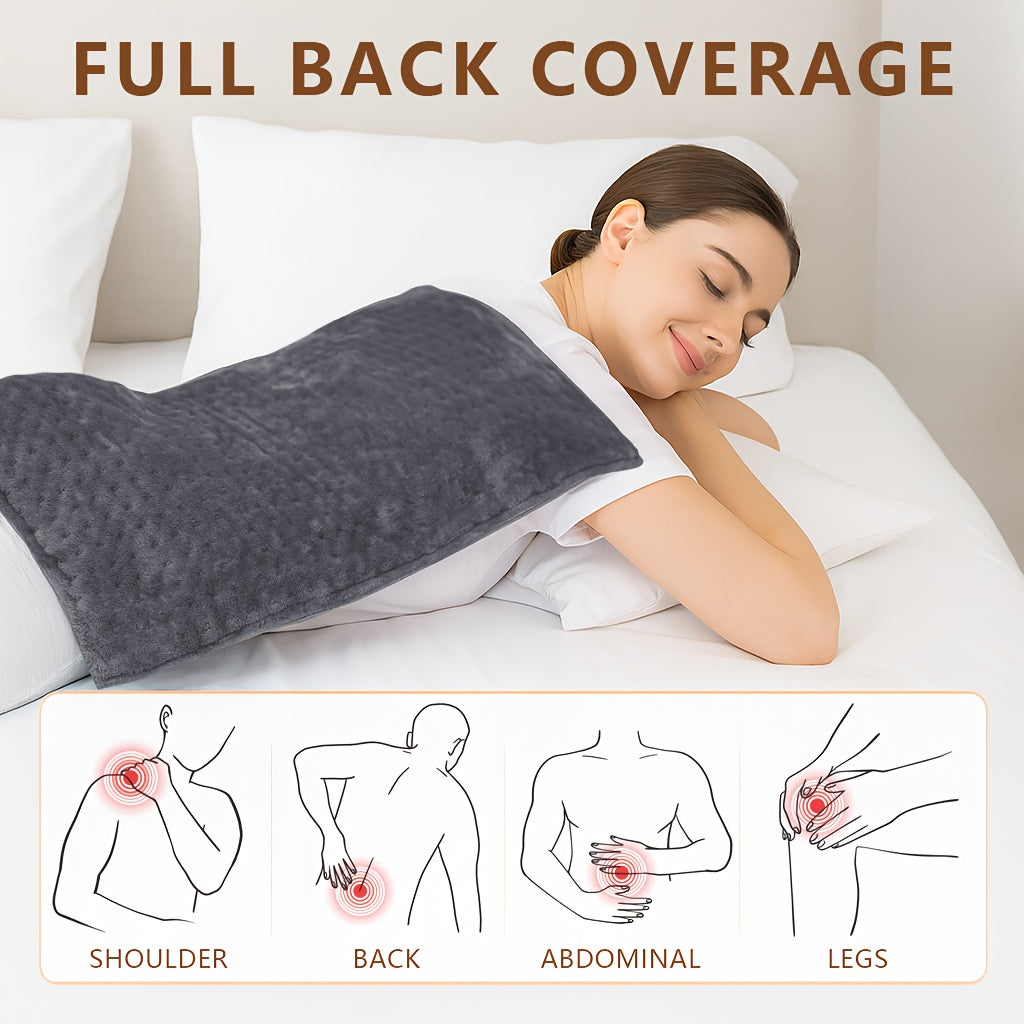 Heating Pad for Back Neck Shoulders & Cramps Ultra Soft Flannel – 6 Heat Settings Dry & Moist Heat Auto Shut-Off Machine Washable Electric Pad, 3 Sizes 12x15 12x24 17x33, Pain Relief Gift for Mom