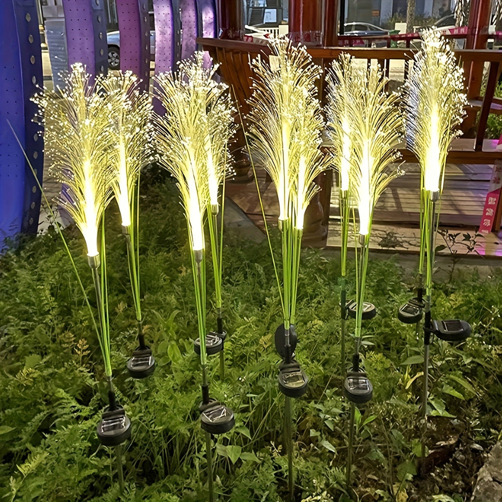 Solar Garden Stake Lights Golden Grass Design - Energy-Efficient Outdoor Decorative Lights for Yard Patio Balcony Pathway Nickel Battery Auto On Off Available in 1pc or 2pcs