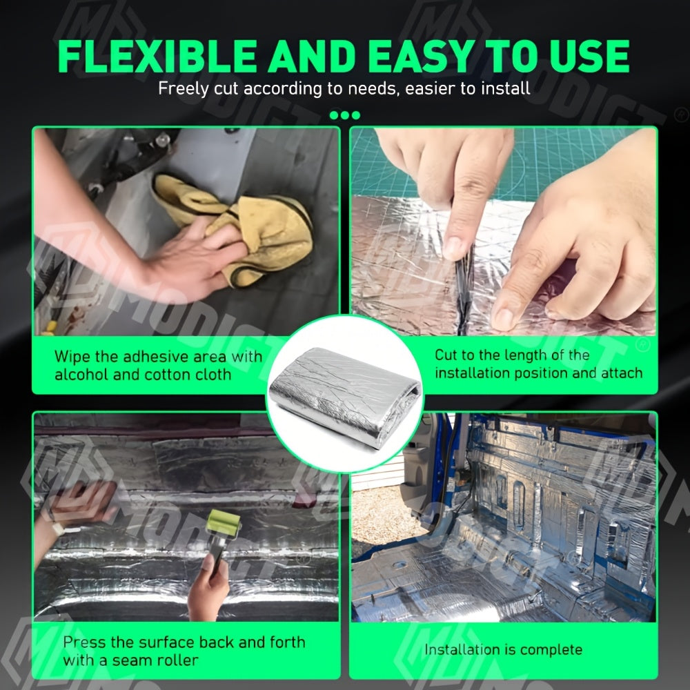 Car Sound Deadener Heat Shield Mat 22 26 Sqft Self-Adhesive Aluminum Foil Noise Reduction Insulation Easy Cut Install for Floor Door Trunk Firewall Free Installation Tools