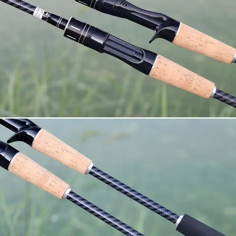 Carbon Fiber Fishing Lure Rod 180cm (70.86") Wooden Handle – Lightweight M-Tuned Two-Section Casting Rod for All Waters, Freshwater & Saltwater Bass Fishing Rod for Men & Women