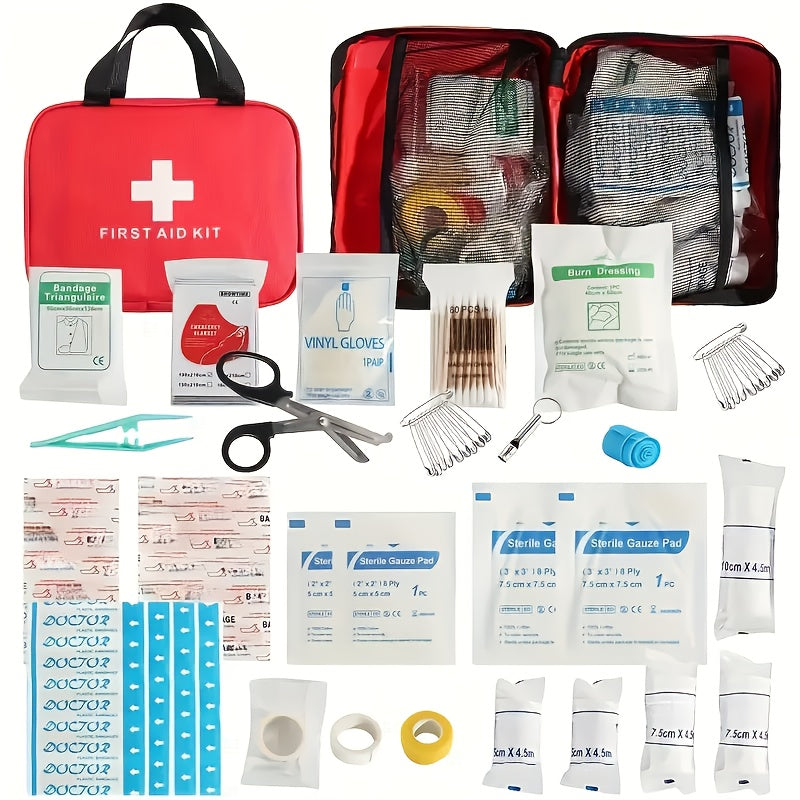 22-Piece Portable First Aid Kit for Car Travel Camping Hiking Compact Emergency Medical Rescue Kit with Bandages Gauze Antiseptic Wipes for Home Office Outdoor Adventures Lightweight Zip Bag