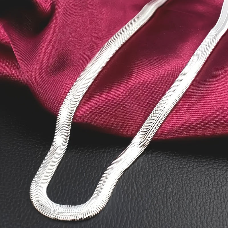 925 Sterling Silver Flat Snake Chain Necklace 20 Inch – Sleek Minimalist 2D Serpentine Unisex Jewelry Gift for Weddings Parties Christmas Holidays