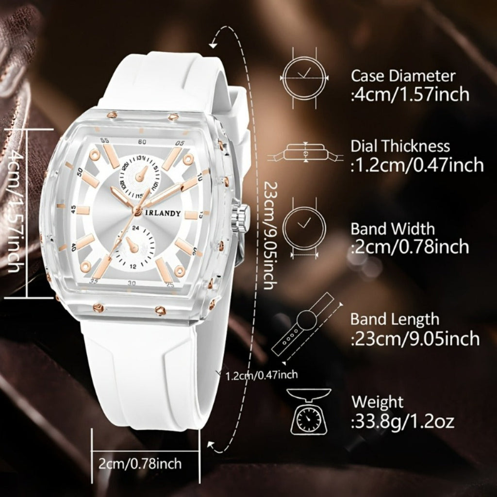 5-Pack Men's Quartz Watches – Casual Sport Minimalist Alloy Case Silicone Strap Barrel Dial Wristwatch Set Daily Wear Father's Day Birthday Holiday Gift