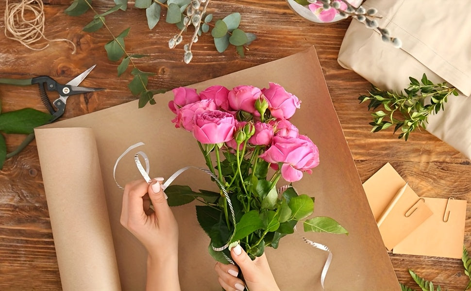 Kraft Paper Roll 80 GSM Heavy Duty for Gift Wrapping Packing Moving Shipping Wall Art Crafts Bulletin Board Floor Cover Table Runner Multiple Sizes Colors Brown White Red Black Pink Green