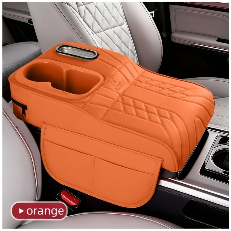 Car Center Console Tray Organizer with Raised Design Tissue Box Cup Holder Non-Slip Storage Mat Black Orange Red Brown Beige