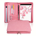 Vegan Leather Portfolio Binder 3-Ring Zipper with Laptop Pocket A4 Legal Work Organizer for Women Men Office School