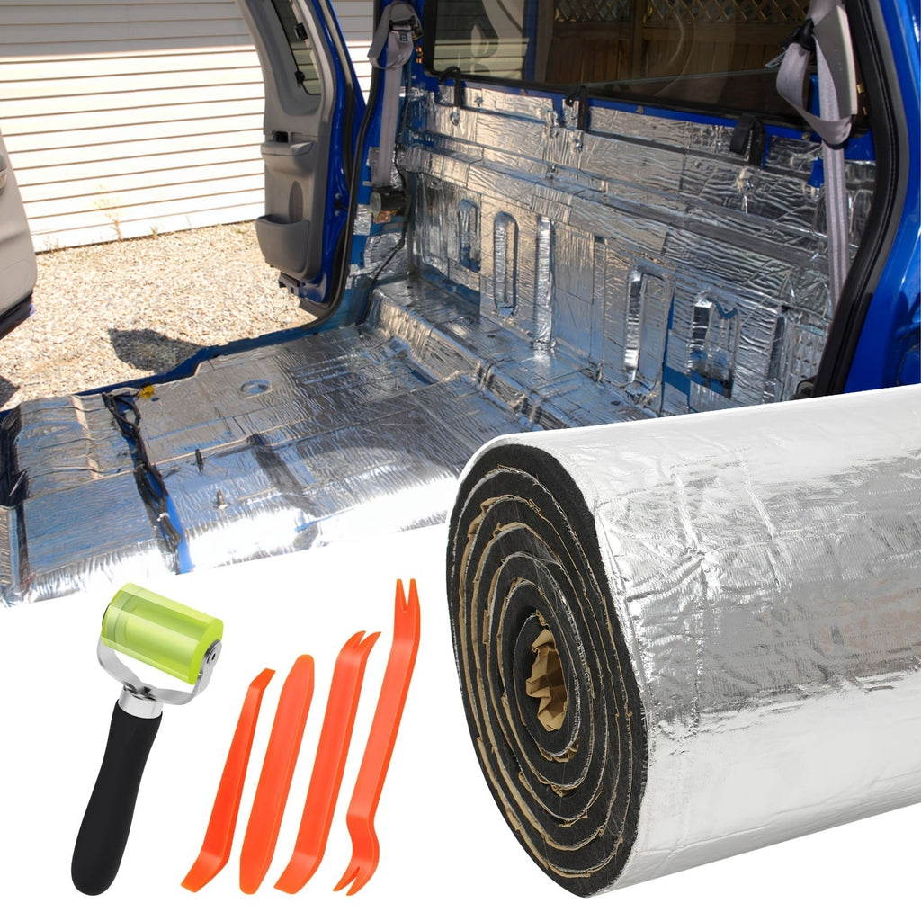 Car Sound Deadener Heat Shield Mat 22 26 Sqft Self-Adhesive Aluminum Foil Noise Reduction Insulation Easy Cut Install for Floor Door Trunk Firewall Free Installation Tools