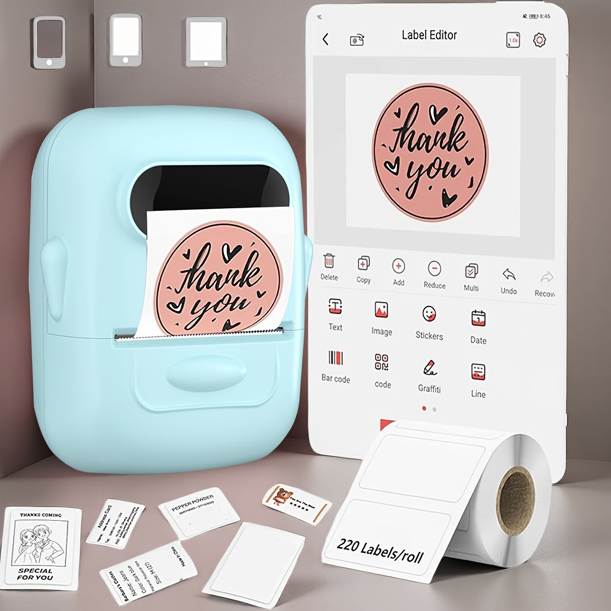 Marklife 2-Inch Portable Wireless Thermal Label Printer – Bluetooth Inkless Sticker Maker for iPhone & Android, Small Business Shipping Labels, Kitchen, Office & Home Organization, Includes 1 Roll White Labels