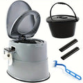Portable Toilet for Adults Extra Large Indoor Outdoor Camping Commode with Detachable Inner Bucket & Removable Paper Holder – Lightweight Compact for Camping, RV, Boat, Van & Emergency Use (Gray/Black)