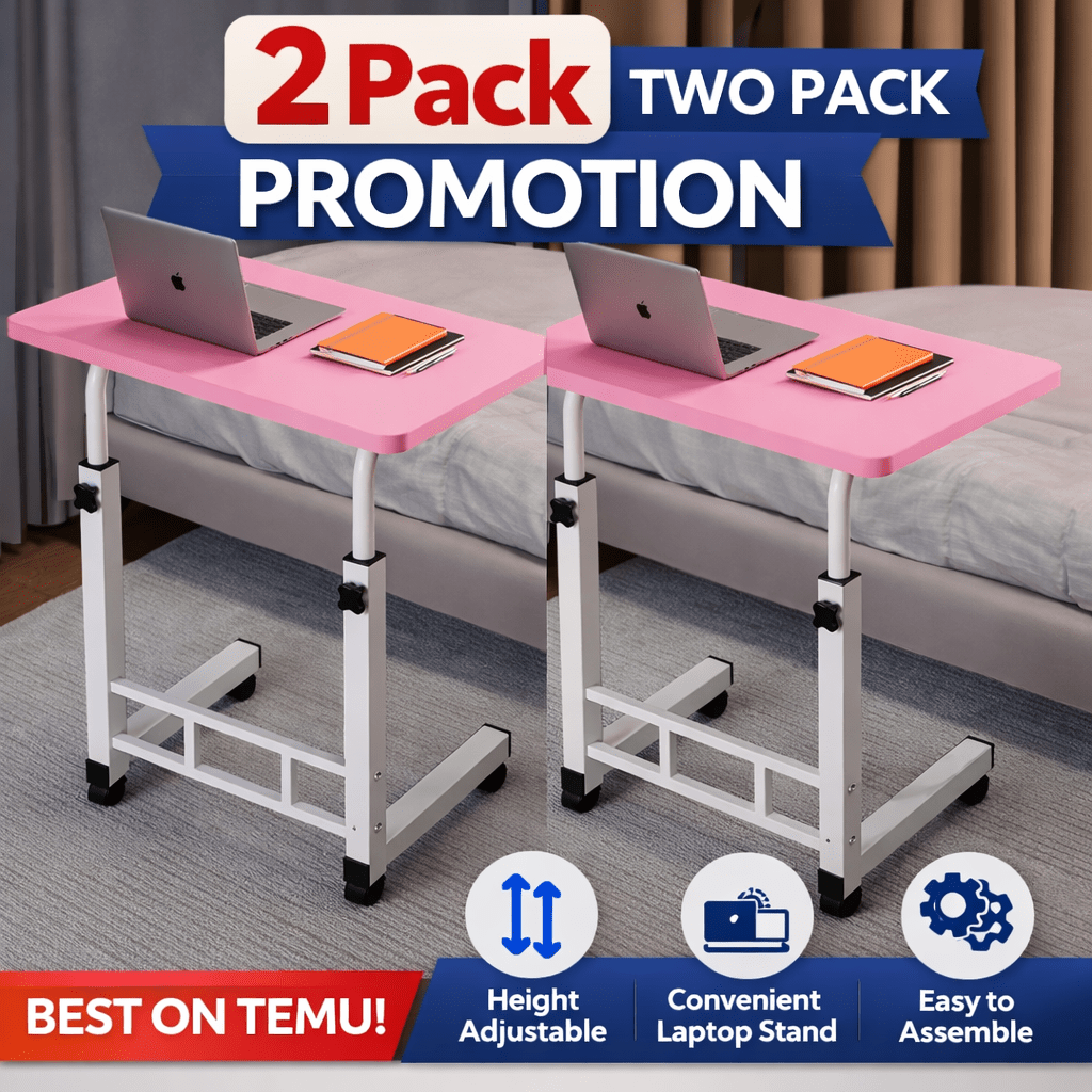 Mobile Lift Table Adjustable Height Rolling Laptop Desk with Wheels Bedside Sofa Side Table for Bedroom Home Office Dorm