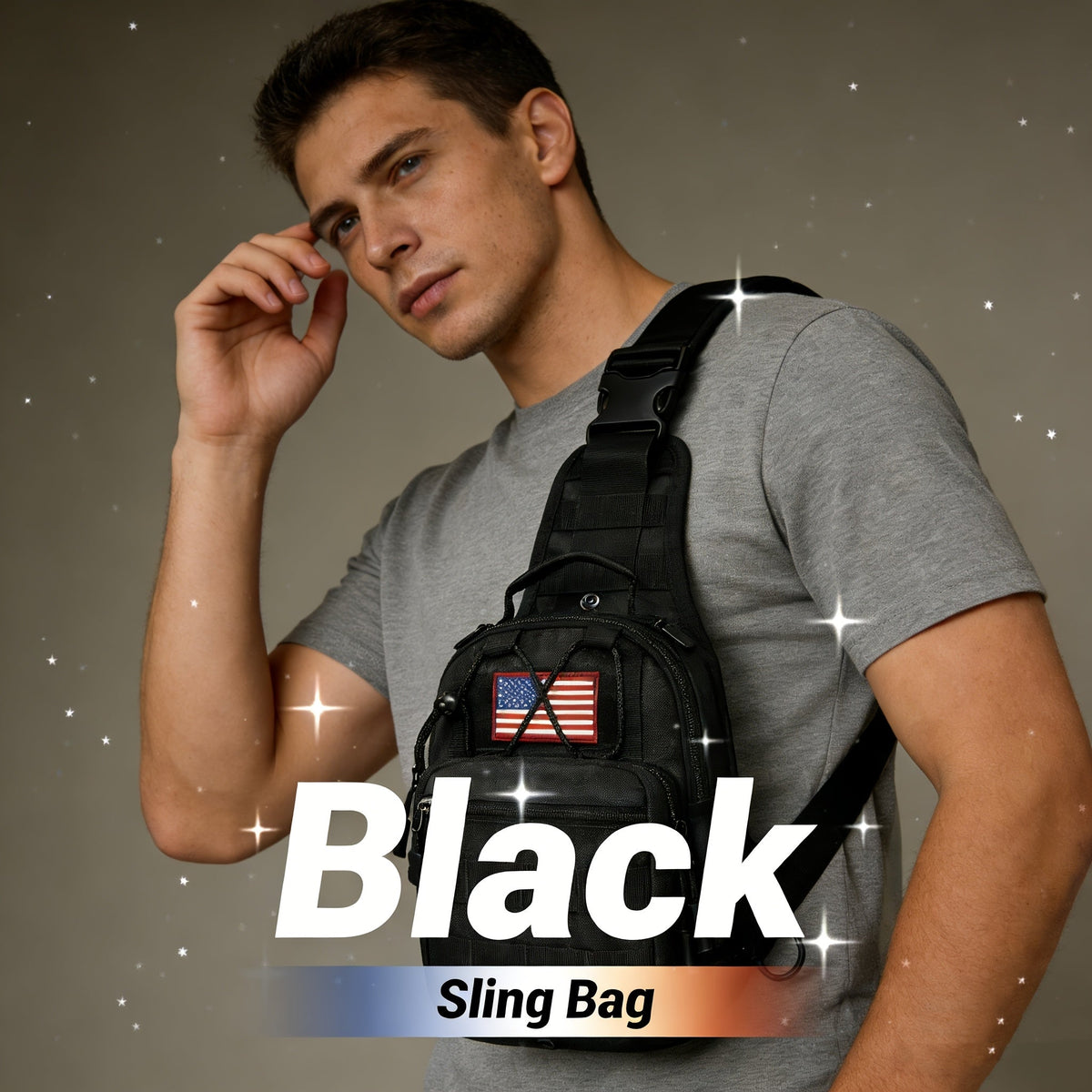 Tactical Sling Backpack Lightweight Crossbody Daypack – Military Camo Shoulder Bag for Cycling Hiking Travel Daily Use, Multiple Colors with Flag Patch Option, Men Women EDC Bag