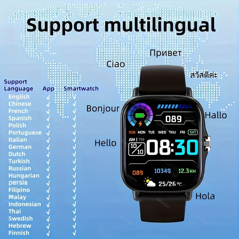 Smartwatch 1.83 Inch Full Touch Screen Wireless Calling Message Reminder Heart Rate Sleep Monitor Pedometer Multi-Sport Modes USB Rechargeable Fitness Watch for Men Women