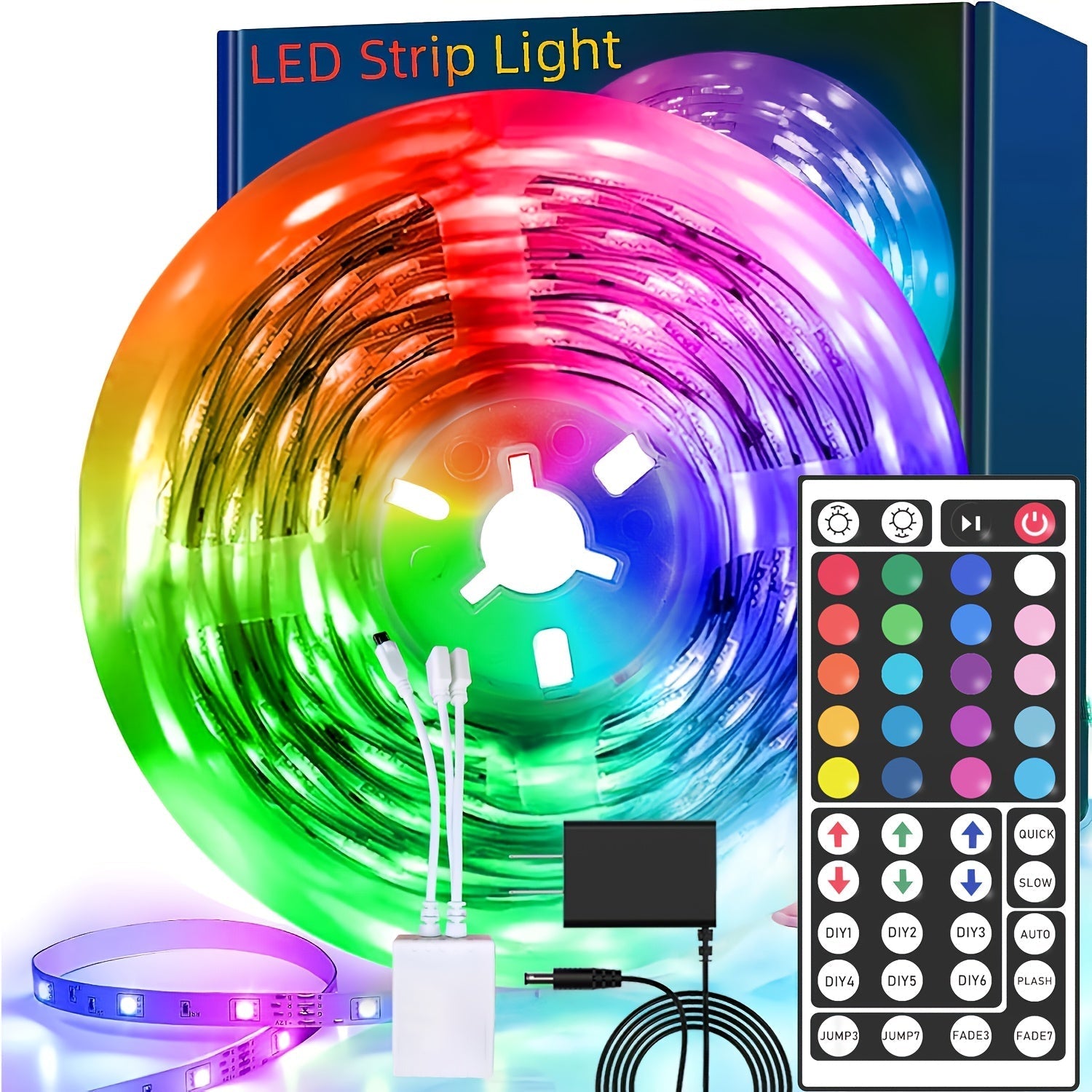LED Strip Lights 100ft RGB Color Changing with Remote Control – Stepless Dimming, Flashing & DIY Modes, Indoor TV Backlight for Bedroom, Living Room, Kitchen, Stairs, Party & Holiday Decor | 50ft & 100ft