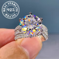 925 Sterling Silver Six-Prong Moissanite Engagement Ring Women – Classic Luxury Solitaire Brilliant Diamond Alternative Anniversary Gift Elegant Design
