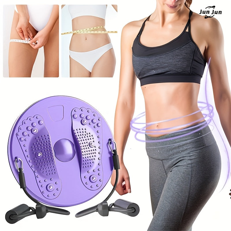 Magnetic Waist Twisting Disc with Resistance Cord – Home Gym Core Ab Workout Balance Board, Non-Electric Slimming Twist Trainer for Office & Home Exercise, Purple Pink Green