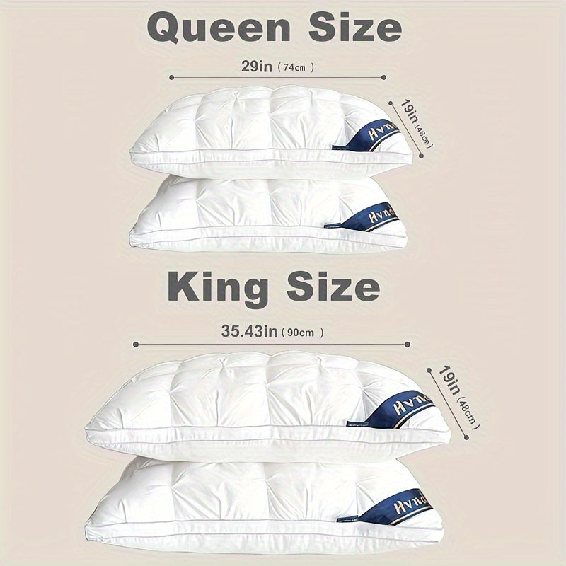 2 Pack Luxury Hotel Quality Bed Pillows – Cooling Deep Sleep Neck Support Non-Collapse Hypoallergenic Polyester Fill Queen King Size White Gray Pink All Season Sleeping Pillow Gift