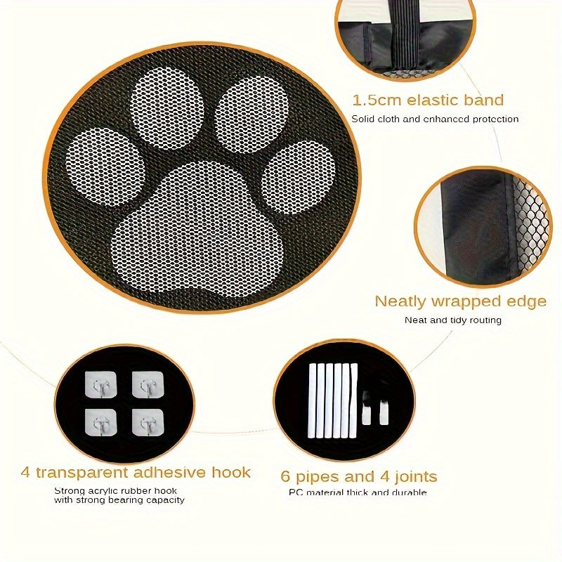 Portable Folding Pet Gate Dog Safety Barrier Fence Foldable Mesh Isolation Net Indoor Doorways Stairs Rooms Small 43x30 Large 70x30 Inch Dogs Cats Puppies Kittens