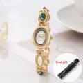 Retro Light Luxury Bracelet Watch for Women – French Temperament Vintage Quartz Bangle Wristwatch with Watch Band Adjust Tool, Elegant Ladies Watch Gift in Turquoise Yellow Pink White Green