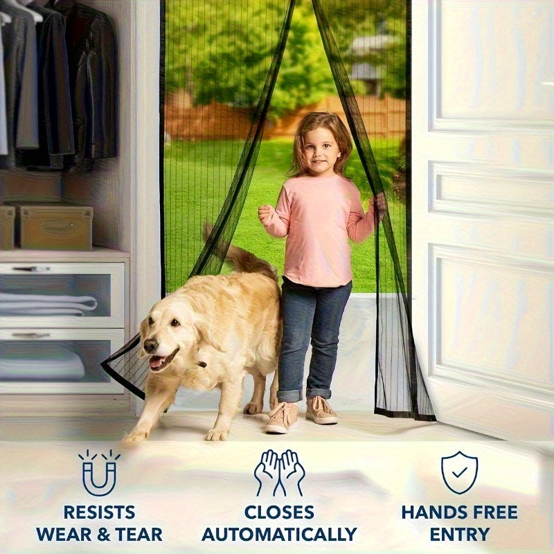 Magnetic Screen Door Hands-Free Auto-Close Heavy Duty Mesh Curtain – Bug & Insect Proof Pet & Kid Friendly for Front Door Kitchen Balcony Bedroom & Patio