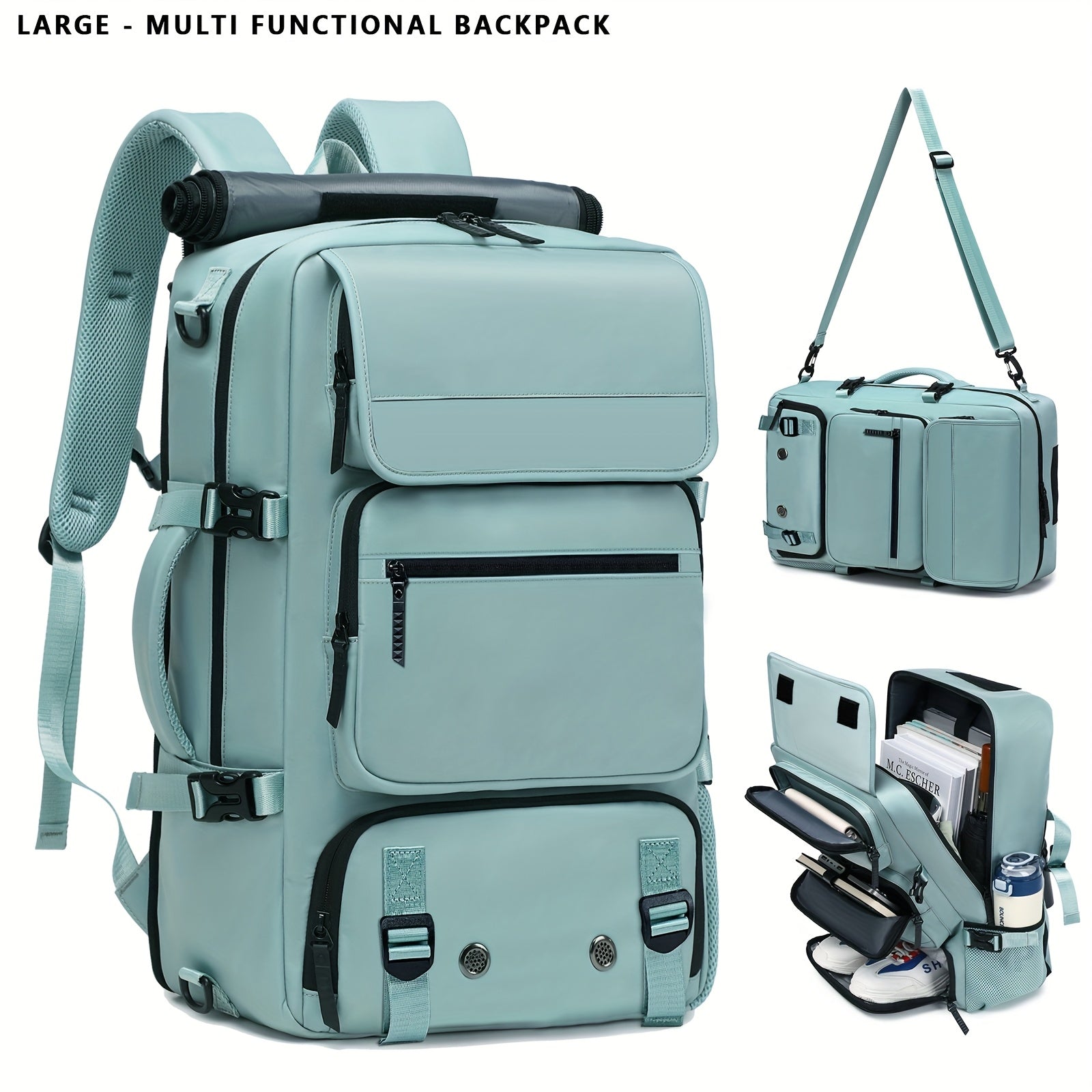 17 Inch Laptop Backpack Large Capacity – Airline Approved Travel Bag with Shoe Compartment, Multi-Pocket Business Work Backpack for Men, Durable Nylon, Hiking & Camping, Small & Large Sizes