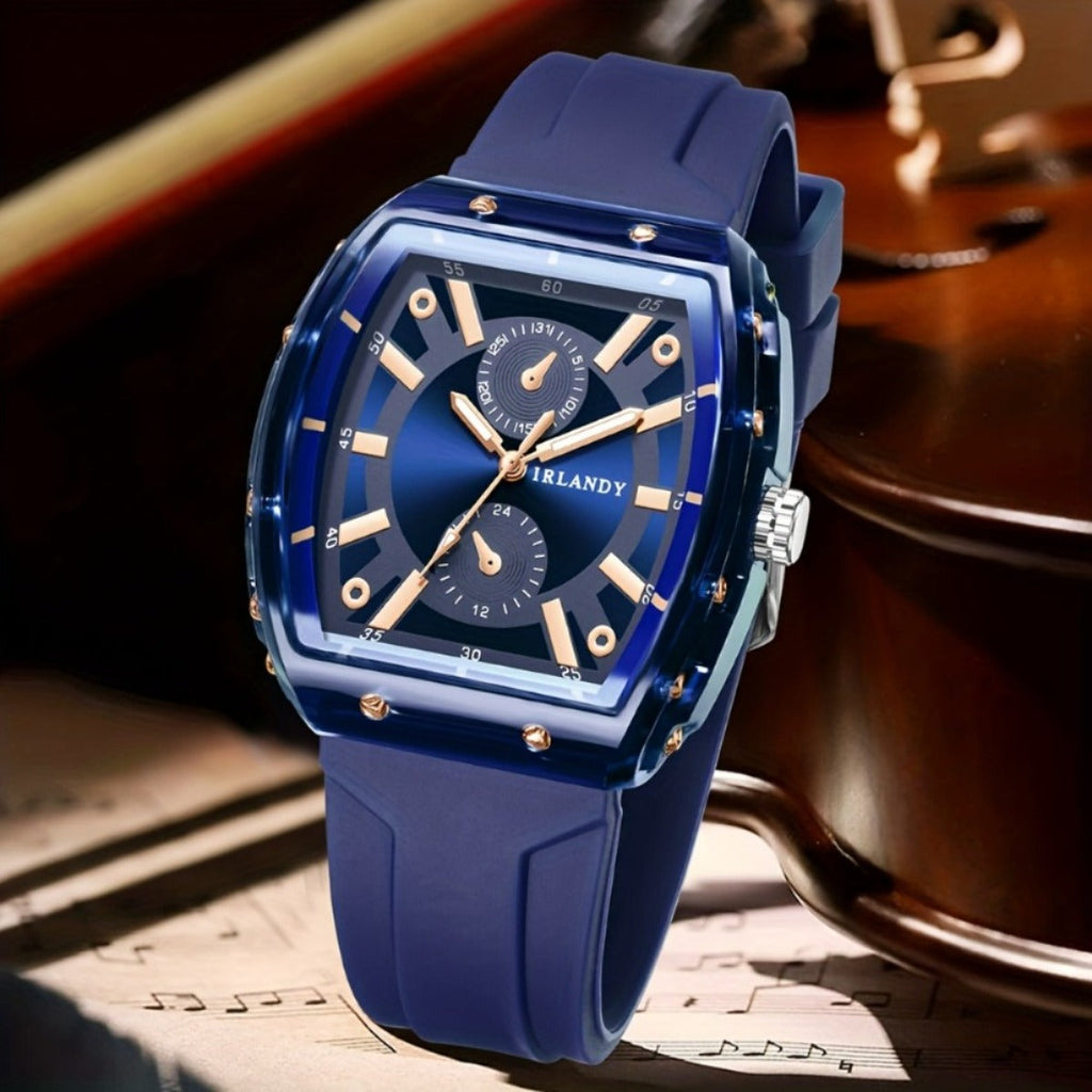 5-Pack Men's Quartz Watches – Casual Sport Minimalist Alloy Case Silicone Strap Barrel Dial Wristwatch Set Daily Wear Father's Day Birthday Holiday Gift