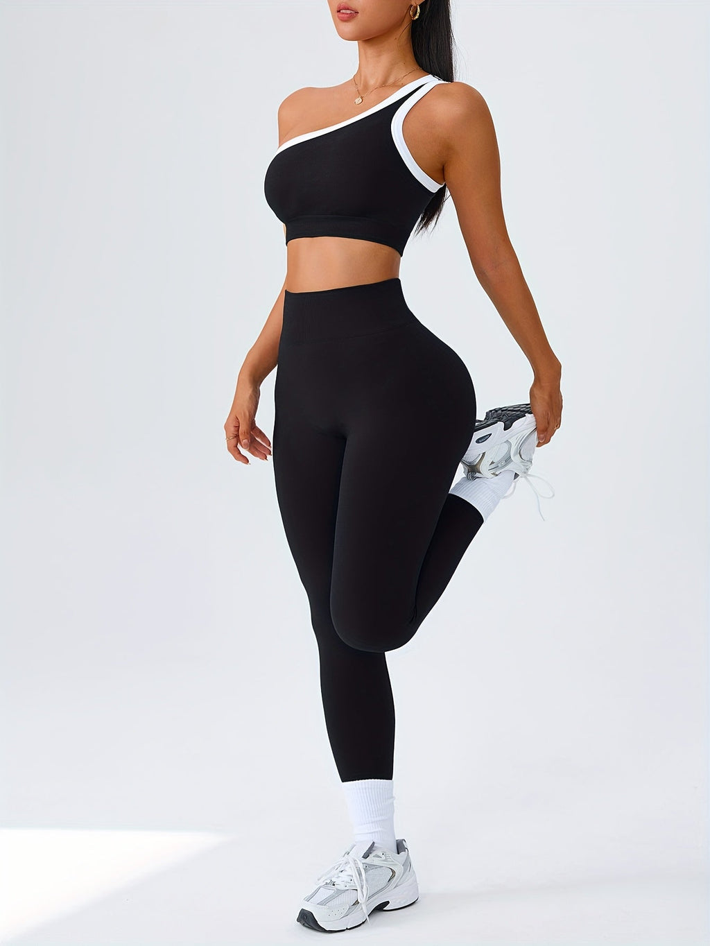 Women's Butt Lifting Leggings & Sports Bra Set 2 Piece High-Waisted 90% Polyamide – Stretchy Minimalist Yoga Running Workout Outfit with Camisole Top, 6 Colors S-XL