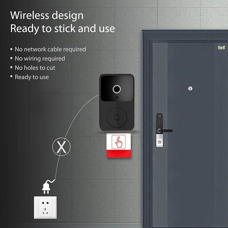 Wireless Video Doorbell Camera with HD Night Vision, Motion Alerts & Two-Way Audio – Smart WiFi Doorbell with Remote Mobile View, Voice Changer, Photo Capture & Rechargeable Battery for Home Security